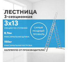 Лестница алюминиевая 3х13 (8,76м)