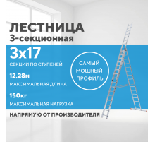 Лестница алюминиевая 3х17 (12,28м)