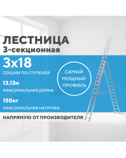 Лестница алюминиевая 3х18 (13,13м)