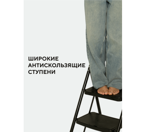 Стремянка 5-х ступенчатая Alterno с широкими антискользящими ступенями. Black Edition Exclusive